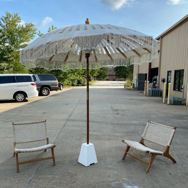 Macrame Umbrella & Chairs - Set of 3 For Sale - Image 9 of 13