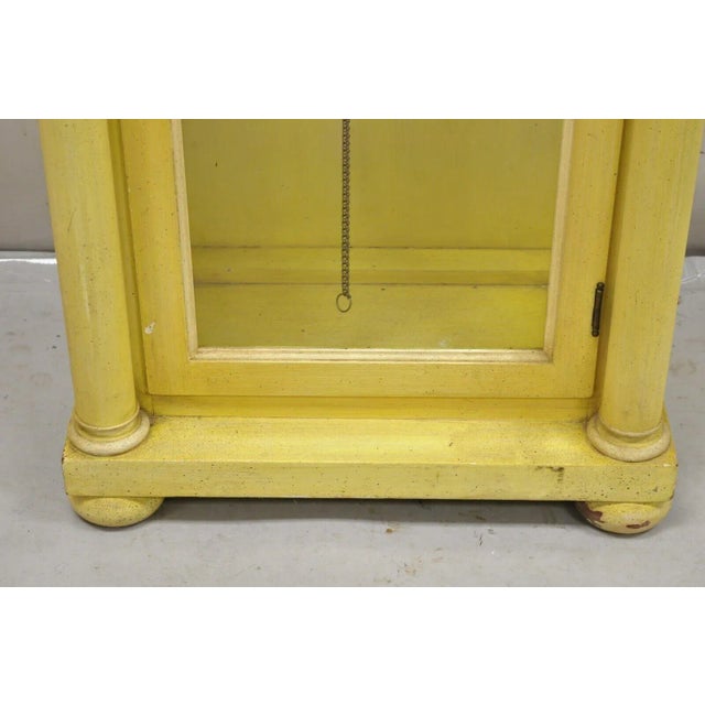 Wood Antique Colonial Mfg Co Beige Painted Tall Case Federal Style Grandfather Clock For Sale - Image 7 of 12