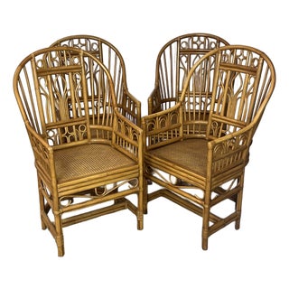 4 Vintage Brighton Pavilion Bamboo Arm Chairs For Sale