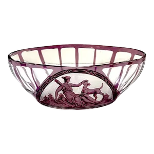 Early 20th Century Val Saint Lambert Amethyst Cut to Clear 'Diana the Huntress' Centerbowl