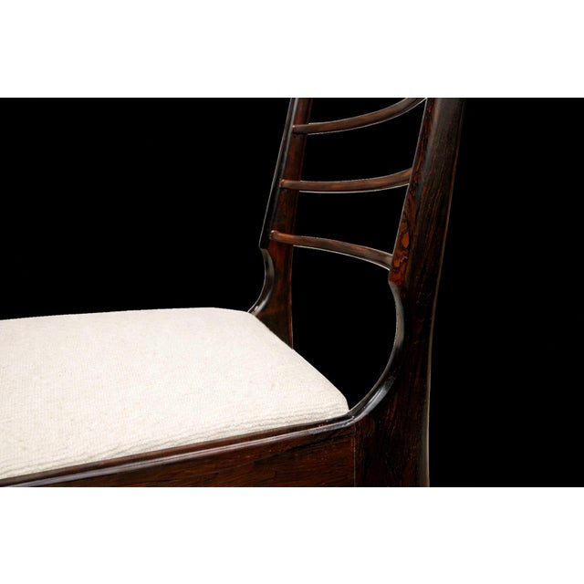 Wood Set of Six Dining Chairs in Rosewood & Fabric, Giuseppe Scapinelli, 1950s For Sale - Image 7 of 8