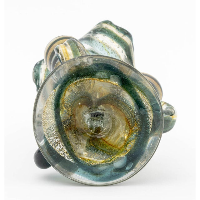 Teal Late 20th Century Italian Striped Art Glass Epergne For Sale - Image 8 of 8