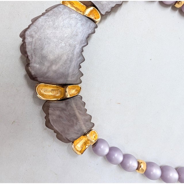 Vintage 1985 Signed Napier Purple "Sherbet" Molded Lucite Collar Necklace For Sale - Image 10 of 12