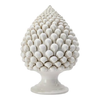 Late 20th Century Italian Taitù Milano White Ceramic Pine Cone Centerpiece for Neiman Marcus For Sale