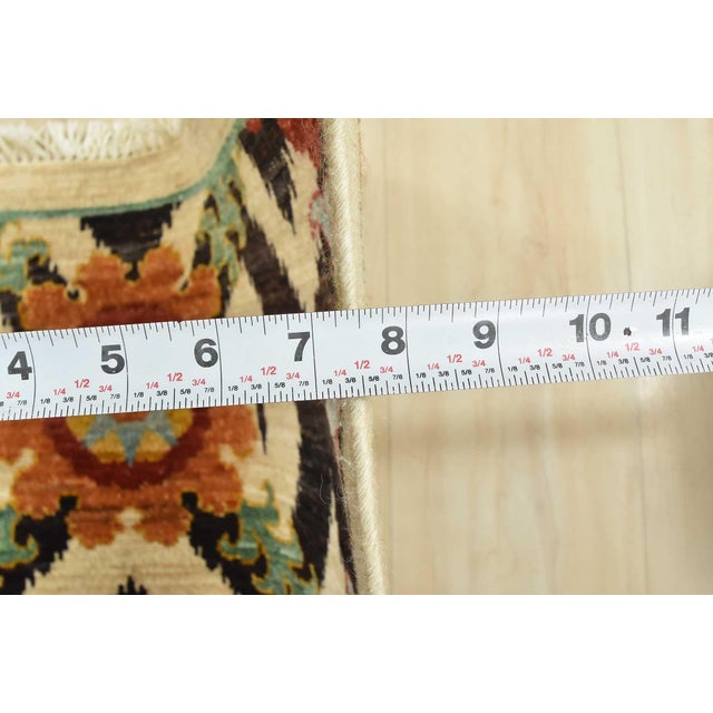 Suzani Runner 5'1'' X 14'1'' Beige Wool Modern Hand-Knotted Oriental Rug For Sale - Image 11 of 12