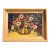 1950’s Original Folk Art Basket With Flowers Still Life Painting Oak Frame For Sale