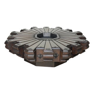 Monumental 1960s Spanish Colonial Sunburst Brazier Table & Wrought Iron Mounts For Sale