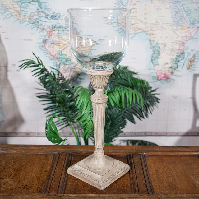 Tall Pair of Vintage Display Bowls, American, Glass, Jardiniere, Candle Stands For Sale - Image 6 of 11