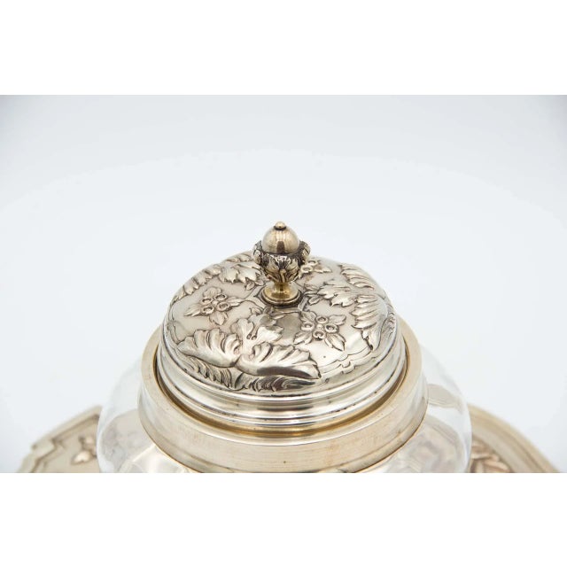 Silver Cookie Jar with Cut Glass Jar For Sale - Image 4 of 5