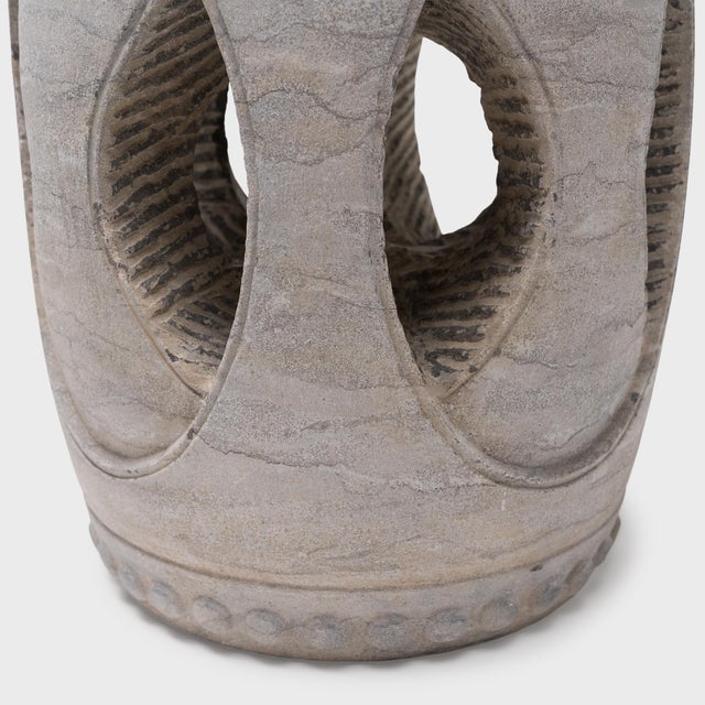 Early 21st Century Chinese Interlocking Limestone Drum, C. 2000 For Sale - Image 5 of 6