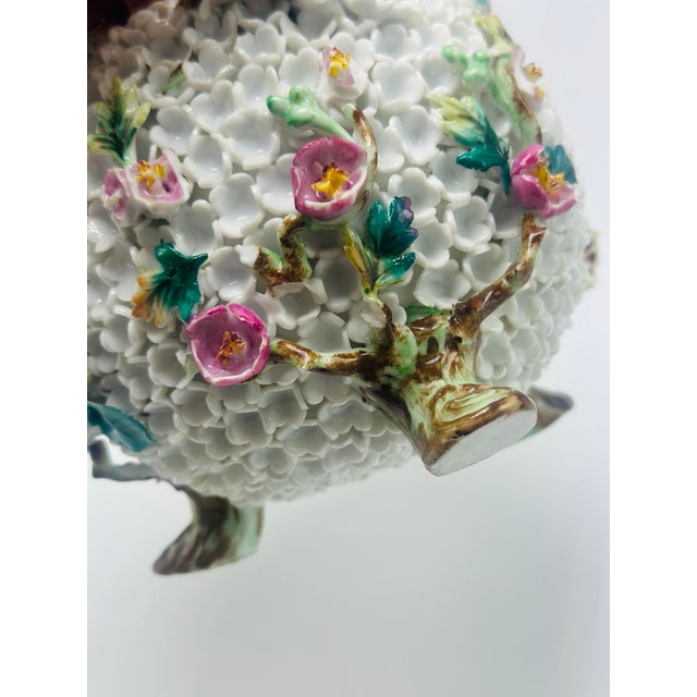 Porcelain Flower Encrusted Vase For Sale - Image 10 of 10