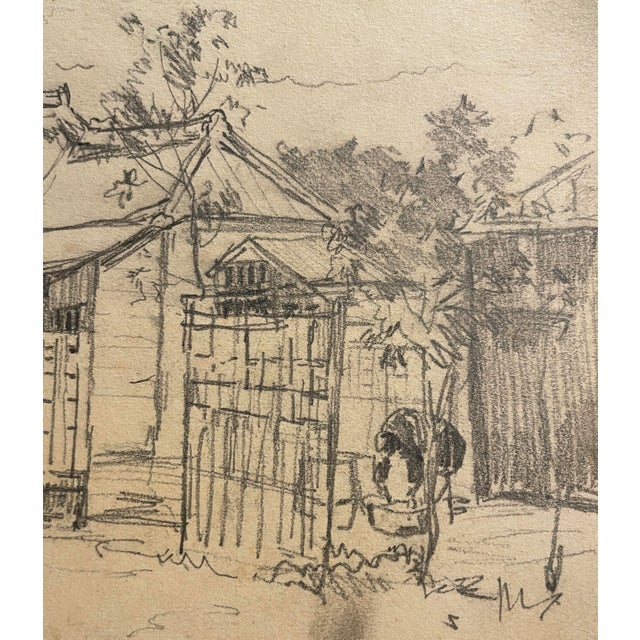 1907 drawing of a Japanese house from a group of drawings out of a 1907 sketchbook. The scenes are of Japan, some signed...