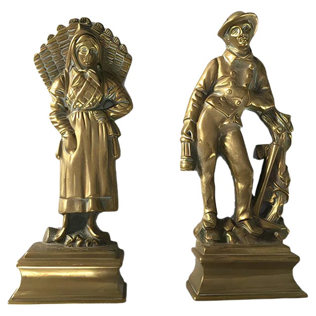 Brass Figures, 1950s, Set of 2 For Sale