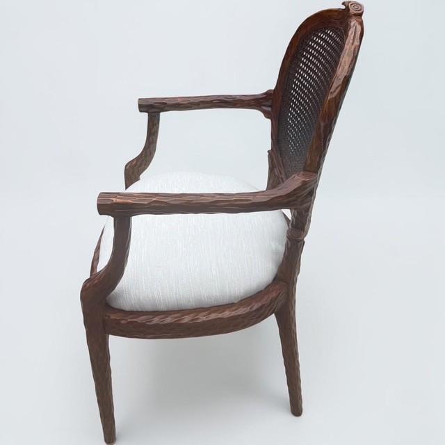 1970s 1970s Restored French Provincial Cane Back Armchairs – Pair For Sale - Image 5 of 18