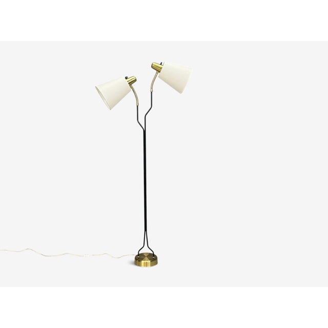 Mid-Century Modern 1950s Eskilstuna Elektrofabrik, Floor Lamp, Laqcuered Metal, Brass For Sale - Image 3 of 10