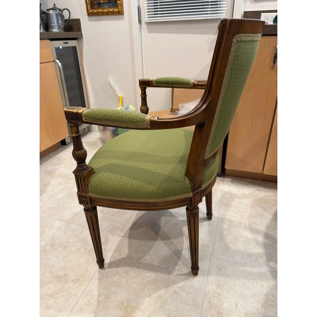 Mid 20th Century Three Carved Frame Upholstered Dining Arm Chairs For Sale - Image 13 of 18