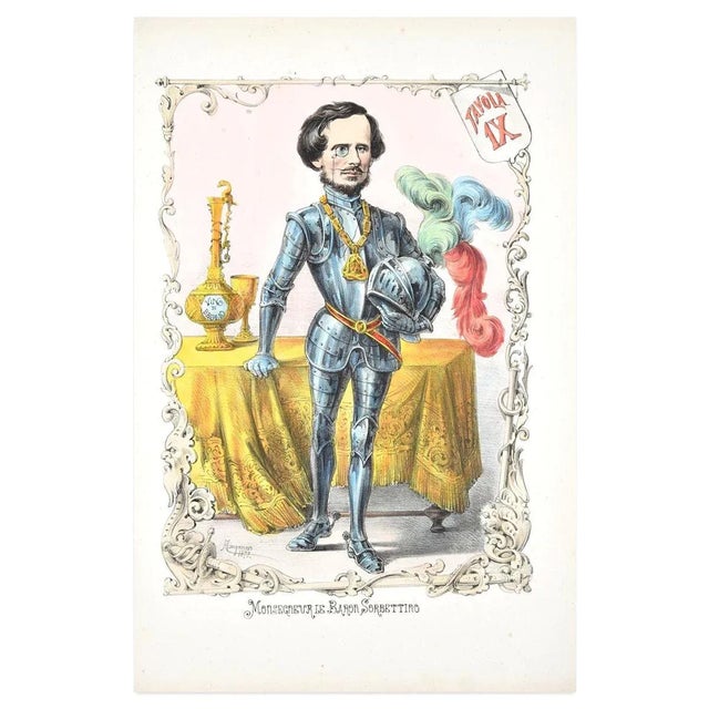 Monsegneur le baron sorbettino is an original artwork realized in 1872 by antonio manganaro. Original colored lithograph....