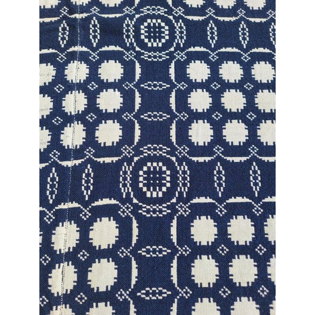 Early 19Thc Woven Double Weave Coverlet in Indigo & White For Sale - Image 9 of 11