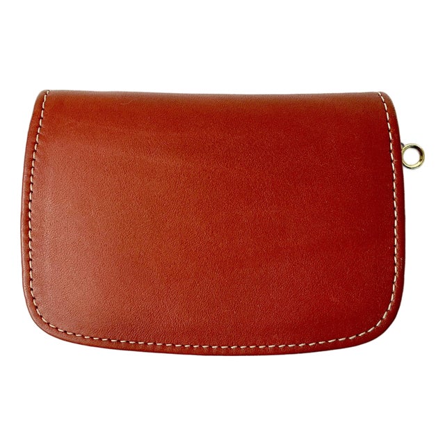 1996 Vintage Boho Chic Coach Red Leather Small Zipper Closure Cards & Money Wallet. For Sale