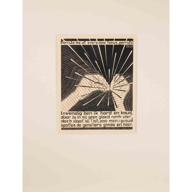 Woodcut print realized by escher for the series "emblemata", and published in 1931. On hollande van gelder paper. Edition...