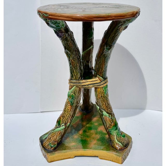George Jones Majolica Faux Bois Drinks Table or Garden Seat, England Circa 1878 For Sale - Image 13 of 17