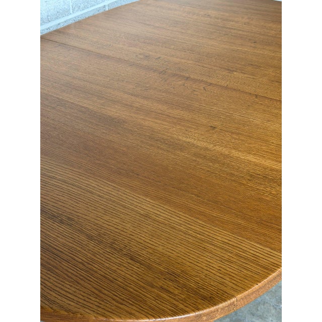 1970s Oak Oval Non-Extendable Dining Table With Turned Oak Legs Vintage Mid-Century Modern 1970s For Sale - Image 5 of 10