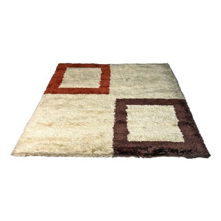 Italian Modern Medium-Pile Rug in Beige, Red and Brown, 1970s For Sale