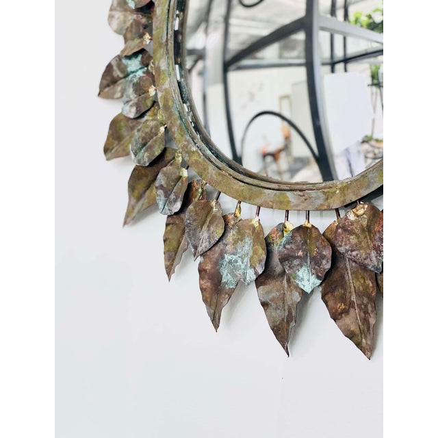 Copper Leaf Mirror Wall Mirror Copper For Sale - Image 4 of 7