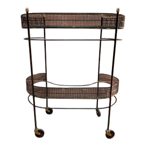 Mid Century Metal Bar Cart Trolley on Wheels