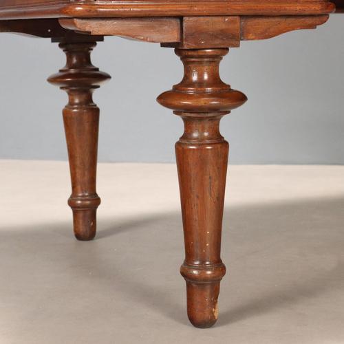 Wood Antique Desk in Walnut with Leather Insert and Drawers, Italy, Late 19th Century For Sale - Image 7 of 10
