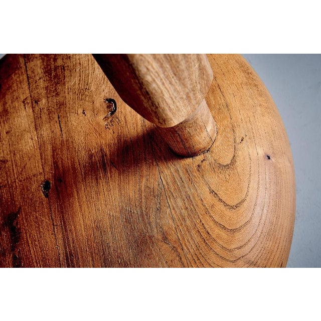 Gold Oak Stool with Three Carved Legs, France, 1960s For Sale - Image 8 of 10