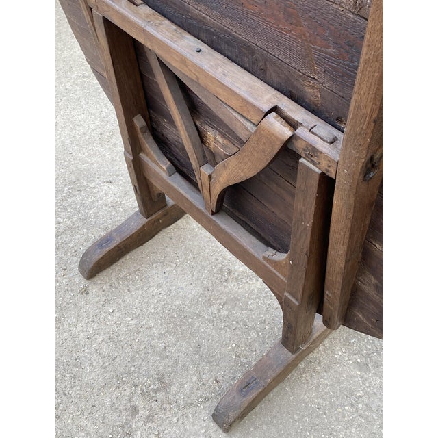 Wood Antique Round Winemaker's Target Folding Table with Tilting Top, 1890s For Sale - Image 7 of 18
