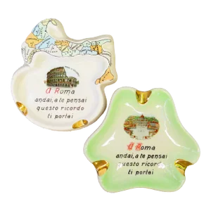 Midcentury Rome Souvenir Ashtrays / Dishes, Pair
