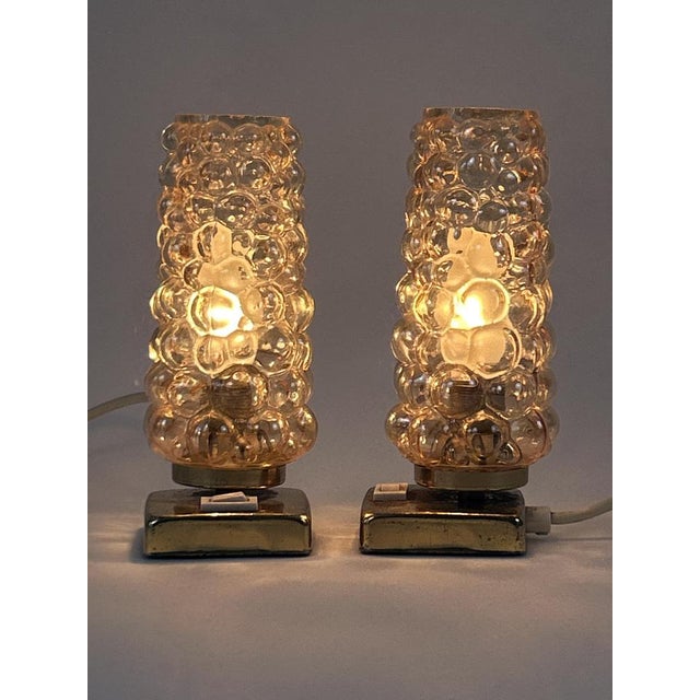 Brass & Bubble Glass Bedside Table Lamps from Teka, Germany, 1950s, Set of 2 For Sale - Image 9 of 18