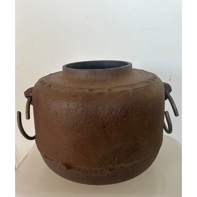 Antique Meiji Japanese Chagama Iron Metal Tea Kettle For Sale - Image 11 of 15