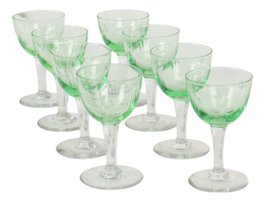 Vintage Uranium Glass Aperitif Glasses from Val Saint Lambert, 1920s, Set of 8