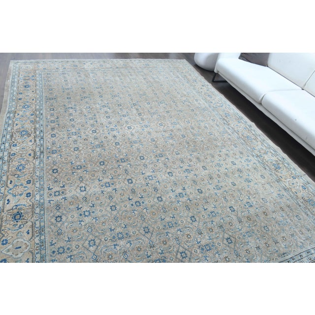 1970s Vintage Persian Handmade Wool Cotton Light Brown Area Rug For Sale In San Francisco - Image 6 of 11
