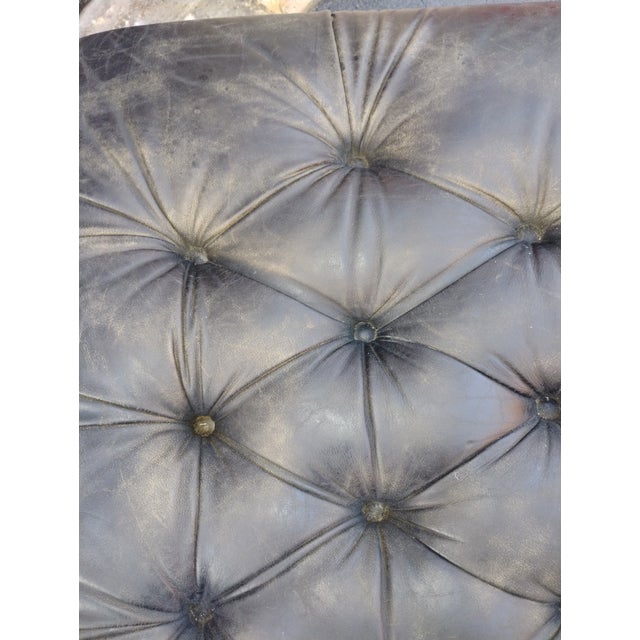 Animal Skin A Classic Leather Chesterfield Ottoman Ready to Add a Touch of Vintage Elegance to Your Home. For Sale - Image 7 of 7
