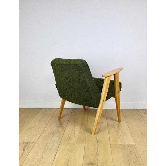 Beige Vintage 366 Armchair in Olive Green Boucle from Józef Chierowski, 1970s For Sale - Image 8 of 13