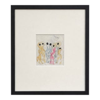 Purvis Young Color Drawing 1990’s , Framed and Signed, 23” X 20” For Sale