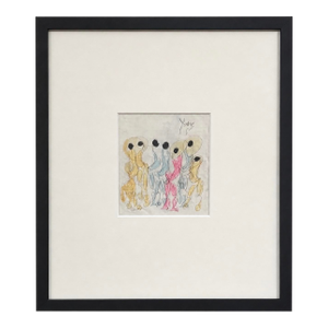 Purvis Young Color Drawing 1990’s , Framed and Signed, 23” X 20”