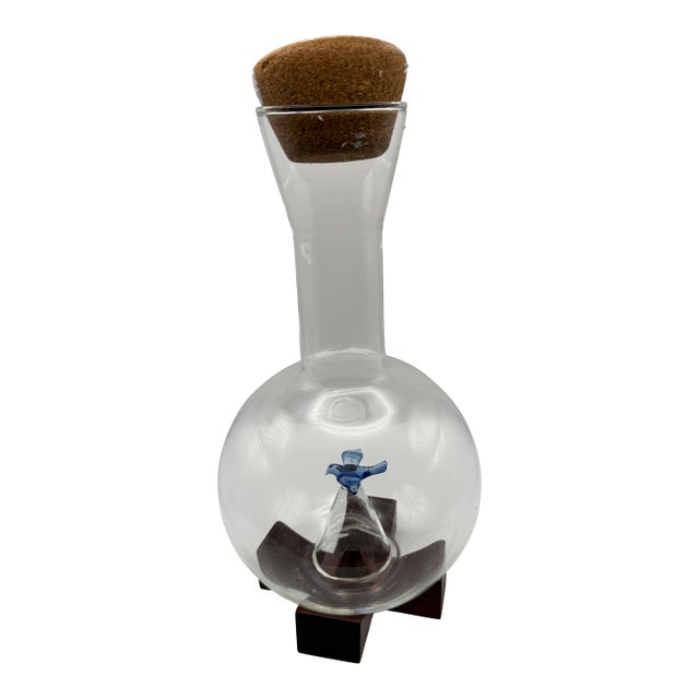 Vintage Michael Graves Swid Powell Hand Blown Glass Wine Decanter Bird Aerator - New in Box For Sale