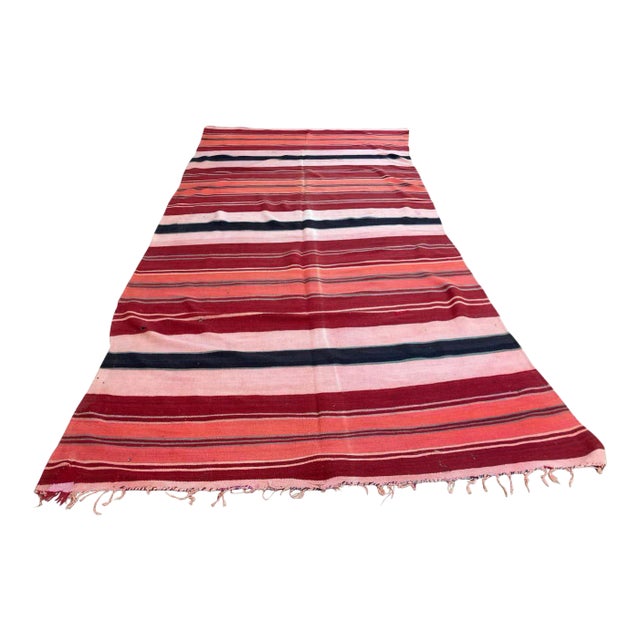 Moroccan Vintage Flat-Weave Tribal Kilim Rug For Sale