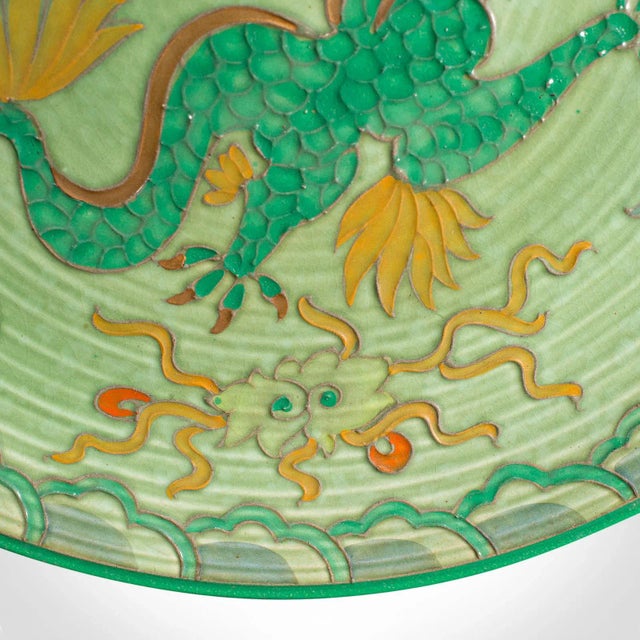 Ceramic Vintage 1940s English Ceramic Decorative Fruit Dish Hanging Charger Plate For Sale - Image 7 of 11