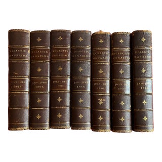 Fine Leather Bindings - Civil War Era Books - Eclectic Magazine Published in New York City - 7 Volumes For Sale