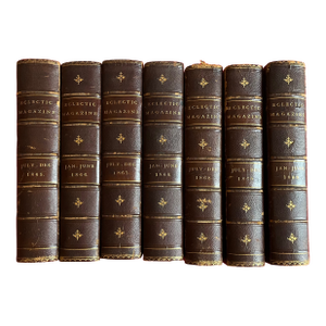 Fine Leather Bindings - Civil War Era Books - Eclectic Magazine Published in New York City - 7 Volumes