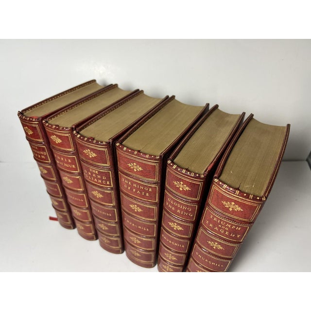 Traditional 20th C. Fine Leather Binding - Churchill's Second World War - Complete Six Volumes For Sale - Image 3 of 7