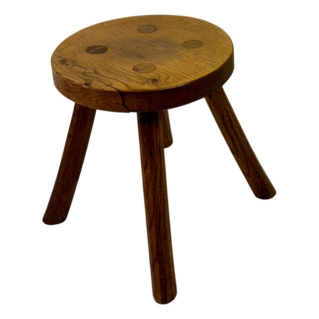 Rustic Oak Milking Stool, 1960s For Sale