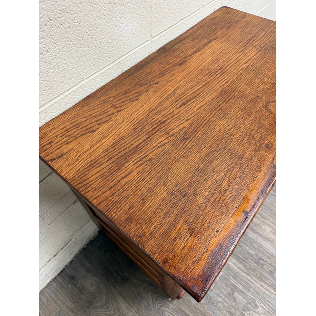 Wood Antique Arts & Crafts Oak Washstand With Castors For Sale - Image 7 of 16