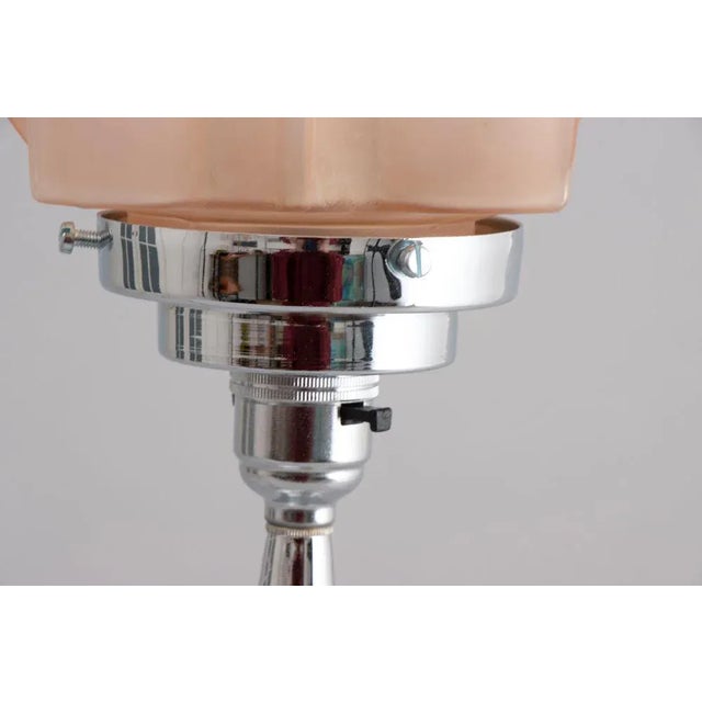 British Modern Art Deco Table Lamps with Frosted Glass Star Shades, 1930, Set of 2 For Sale - Image 9 of 12